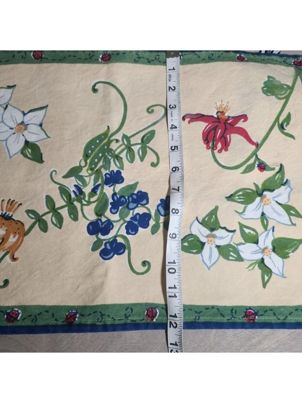Y2k‎ Dazca Set of 5 Cotton Placemats Floral Ladybug Blue Green Yellow Kitchen